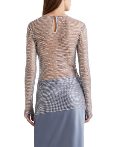 MLLOPEROSO BLUSA A RETE CON STRASS MANICA LUNGA