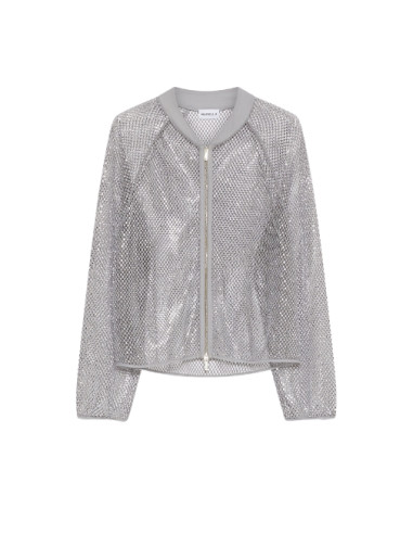 MLLFLIRT CARDIGAN A RETE E STRASS CON ZIP