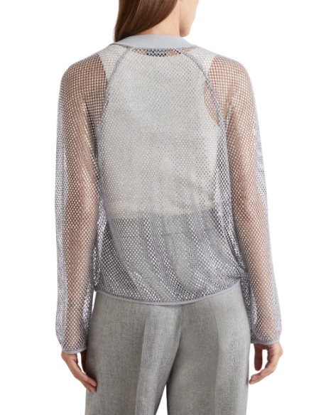 MLLFLIRT CARDIGAN A RETE E STRASS CON ZIP