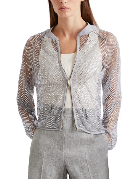 MLLFLIRT CARDIGAN A RETE E STRASS CON ZIP