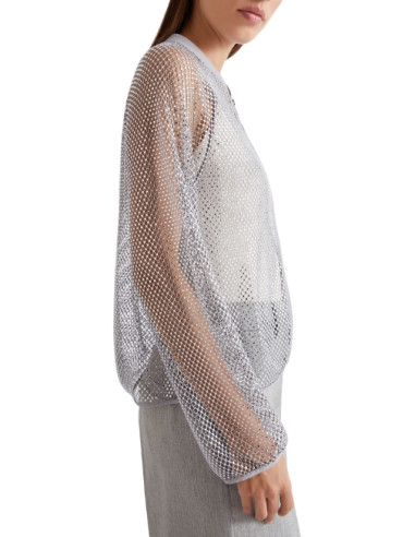 MLLFLIRT CARDIGAN A RETE E STRASS CON ZIP