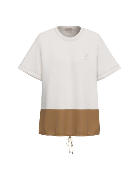 EMMZORRO CAMICIA MODELLO T-SHIRT CON TAFFETTAS CUOIO SOTTO