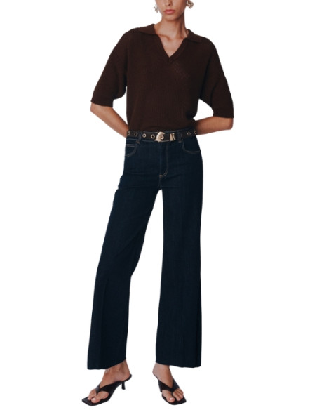 MLSWlCROP PANTALONE IN DENIM A ZAMPA