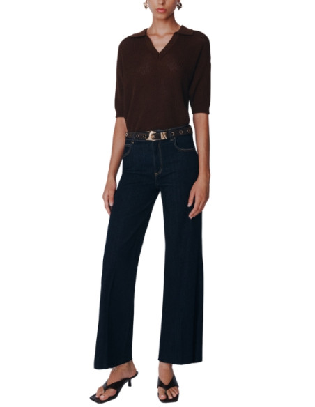 MLSWlCROP PANTALONE IN DENIM A ZAMPA