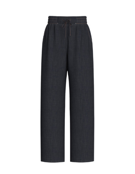 EMMFINGERE PANTALONE IN DENIM LARGO CON COULISSE