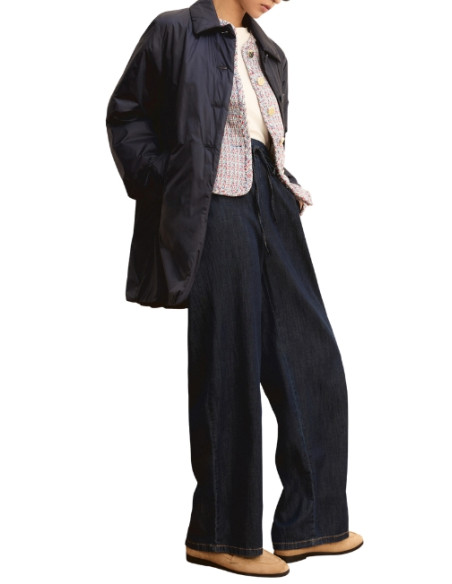 EMMFINGERE PANTALONE IN DENIM LARGO CON COULISSE