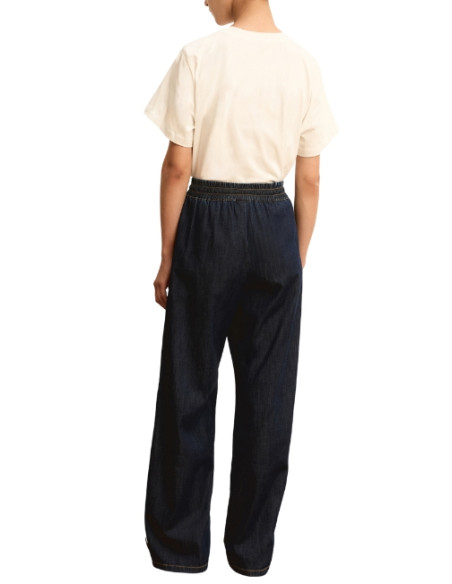 EMMFINGERE PANTALONE IN DENIM LARGO CON COULISSE