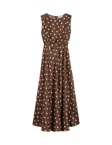 SMMMARTINA ABITO IN SETA A POIS BEIGE