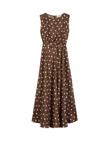 SMMMARTINA ABITO IN SETA A POIS BEIGE