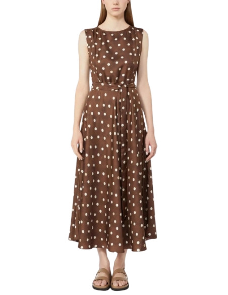 SMMMARTINA ABITO IN SETA A POIS BEIGE