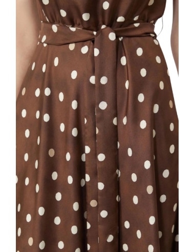 SMMMARTINA ABITO IN SETA A POIS BEIGE