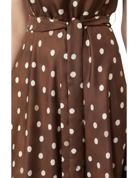 SMMMARTINA ABITO IN SETA A POIS BEIGE