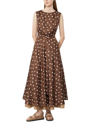 SMMMARTINA ABITO IN SETA A POIS BEIGE