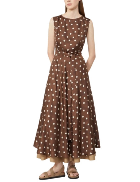 SMMMARTINA ABITO IN SETA A POIS BEIGE