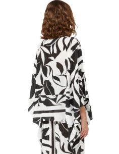 BCHTAMBUTO BLUSA IN SETA AMPIA FANTASIA FIORI NERI 2