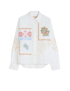 WKDFONTE CAMICIA CON RICAMI COLORATI PUNTO A CROCE