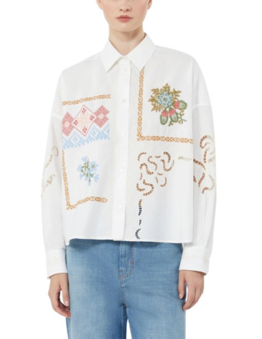 WKDFONTE CAMICIA CON RICAMI COLORATI PUNTO A CROCE