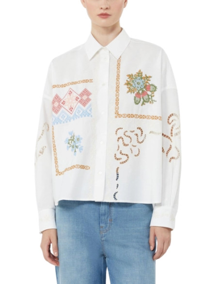 WKDFONTE CAMICIA CON RICAMI COLORATI PUNTO A CROCE
