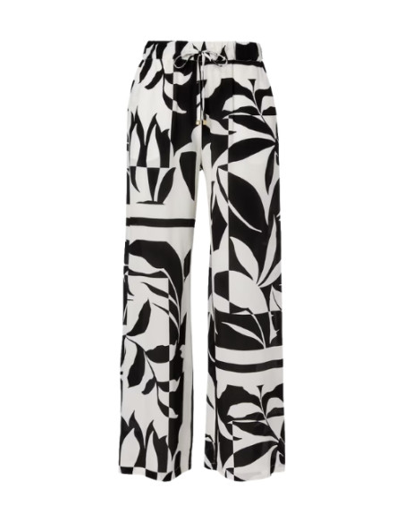 BCHVOTO PANTALONE CON COULISSE IN SETA FANTASIA NERA