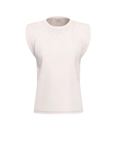EMMUTOPIA T-SHIRT SMANICATA CON SPALLINA E STRASS