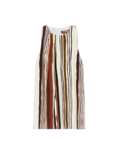 MSTANCORA TOP IN SETA FANTASIA RIGATA NERO/CUOIO/BORDO