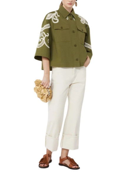 WKDCOMO GIACCA CON RICAMO CROCHET BEIGE