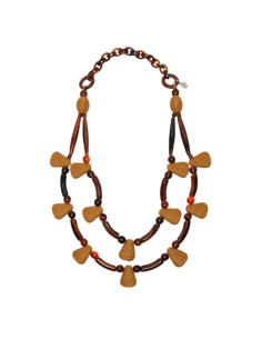 WKAFALANGE COLLANA DOPPIO GIRO PAGLIA E OSSO