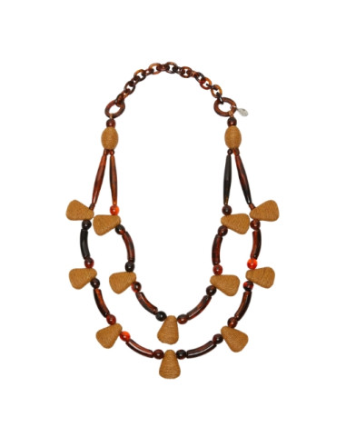 WKAFALANGE COLLANA DOPPIO GIRO PAGLIA E OSSO