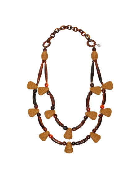 WKAFALANGE COLLANA DOPPIO GIRO PAGLIA E OSSO