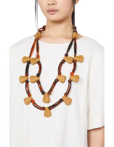 WKAFALANGE COLLANA DOPPIO GIRO PAGLIA E OSSO