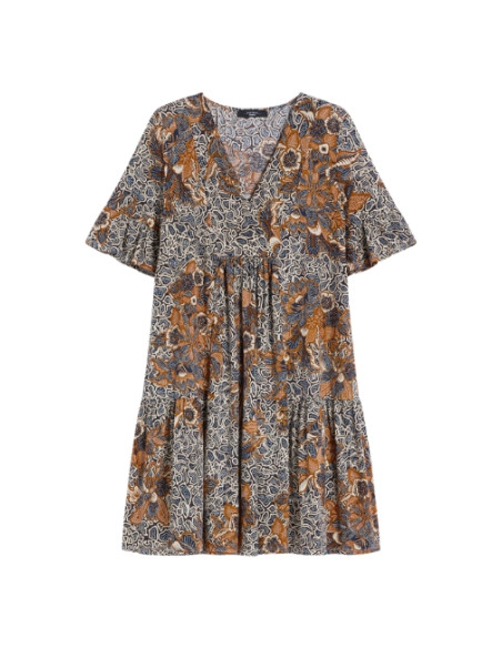 WKDFUOCO ABITO IN JERSEY CORTO CON 1/2 MANICA FANTASIA ETNICA