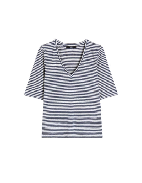 WKDOPZIONE BLUSA A V IN FILATO DI PURO LINO