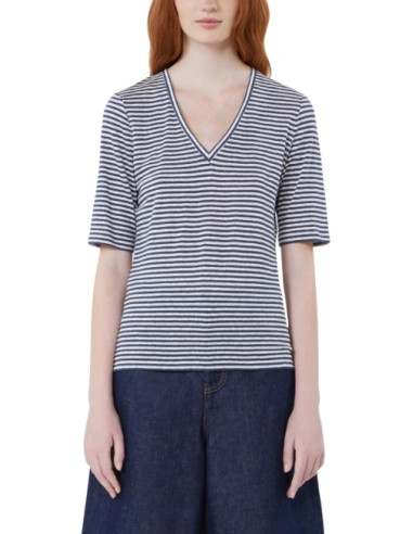 WKDOPZIONE BLUSA A V IN FILATO DI PURO LINO