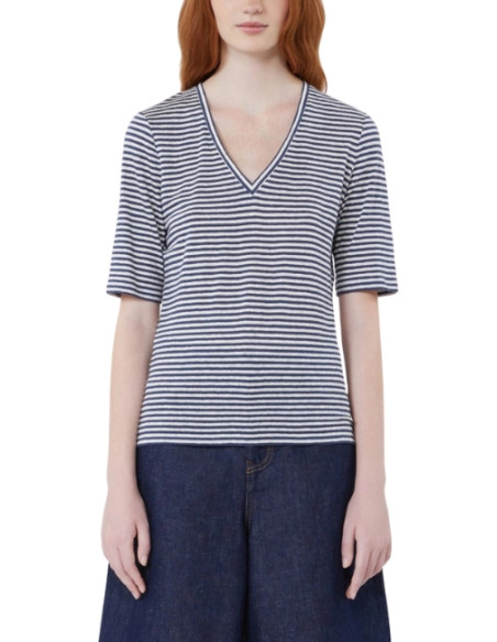 WKDOPZIONE BLUSA A V IN FILATO DI PURO LINO