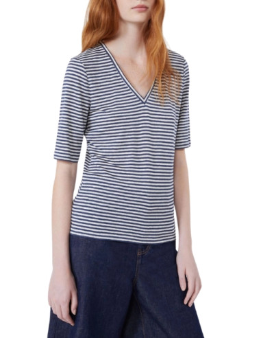 WKDOPZIONE BLUSA A V IN FILATO DI PURO LINO