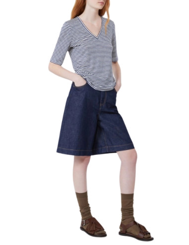 WKDOPZIONE BLUSA A V IN FILATO DI PURO LINO