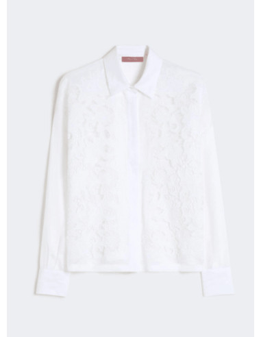 MSTCALI CAMICIA IN LINO CON RICAMO AD INTARSIO