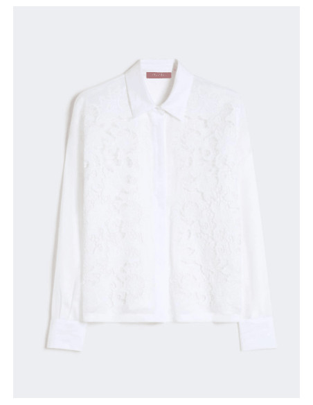 MSTCALI CAMICIA IN LINO CON RICAMO AD INTARSIO