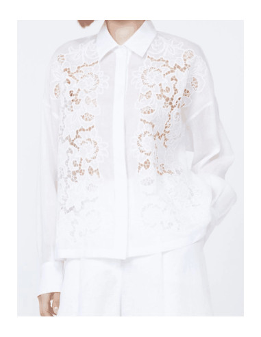 MSTCALI CAMICIA IN LINO CON RICAMO AD INTARSIO
