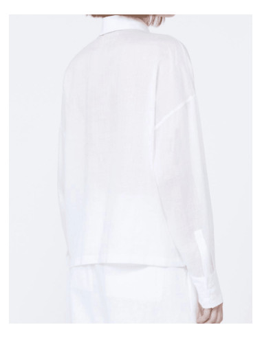 MSTCALI CAMICIA IN LINO CON RICAMO AD INTARSIO