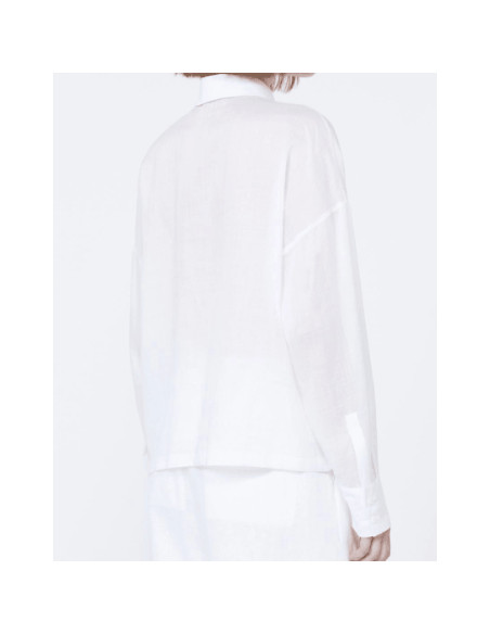 MSTCALI CAMICIA IN LINO CON RICAMO AD INTARSIO