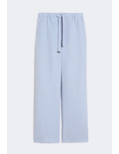 SMMAMEDEA PANTALONE IN LINO CELESTECON ELASTICO
