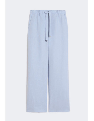 SMMAMEDEA PANTALONE IN LINO CELESTECON ELASTICO