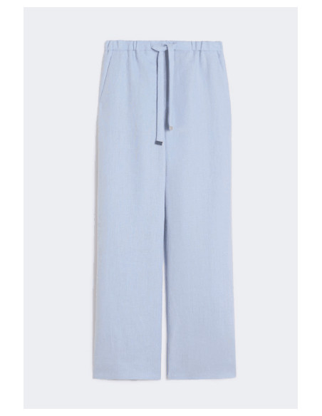 SMMAMEDEA PANTALONE IN LINO CELESTECON ELASTICO