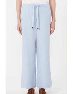 SMMAMEDEA PANTALONE IN LINO CELESTECON ELASTICO 2