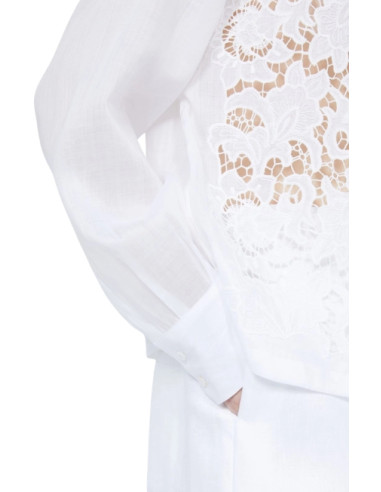 MSTCALI CAMICIA IN LINO CON RICAMO AD INTARSIO