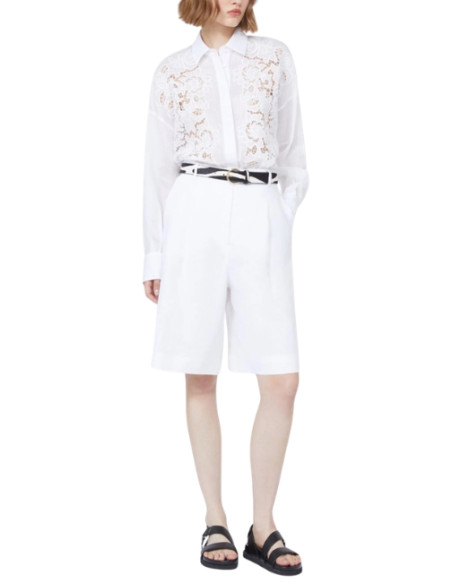 MSTCALI CAMICIA IN LINO CON RICAMO AD INTARSIO