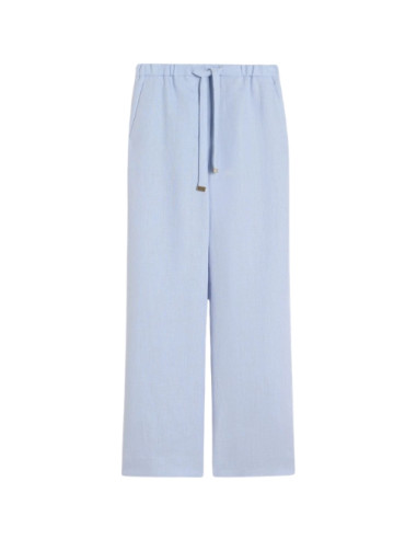 SMMAMEDEA PANTALONE IN LINO CELESTECON ELASTICO
