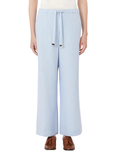 SMMAMEDEA PANTALONE IN LINO CELESTECON ELASTICO