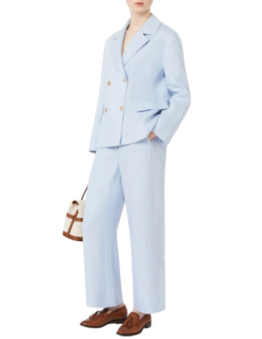 SMMAMEDEA PANTALONE IN LINO CELESTECON ELASTICO